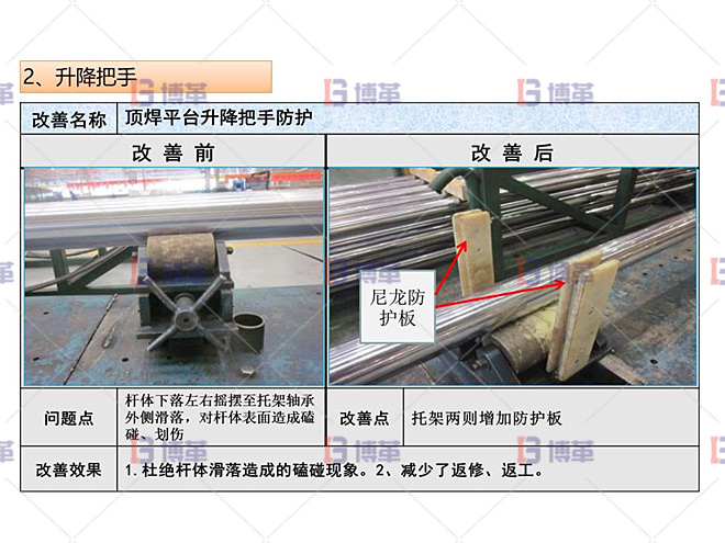 改善實施 頂焊平臺升降把手防護 改善實施 頂焊平臺升降把手防護